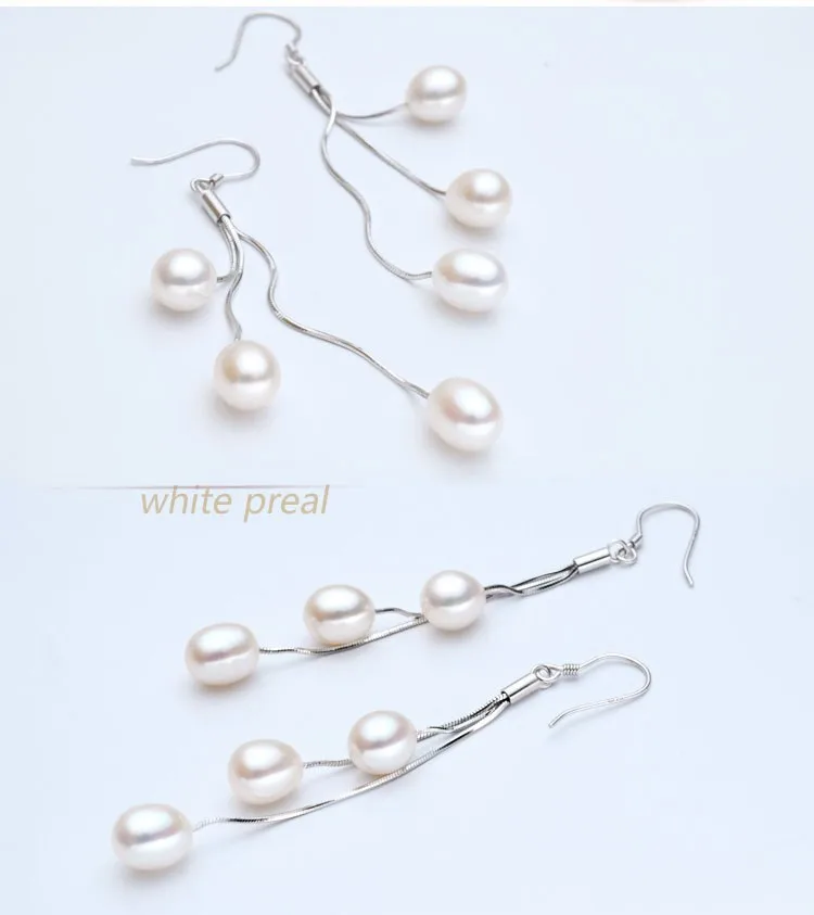 White pearl earring Длинные серьги с жемчугом капли, пресной воды настоящие серьги из натурального жемчуга ювелирные изделия pendientes пластины brincos белый подарок на день рождения дочери - Цвет камня: White pearl earring