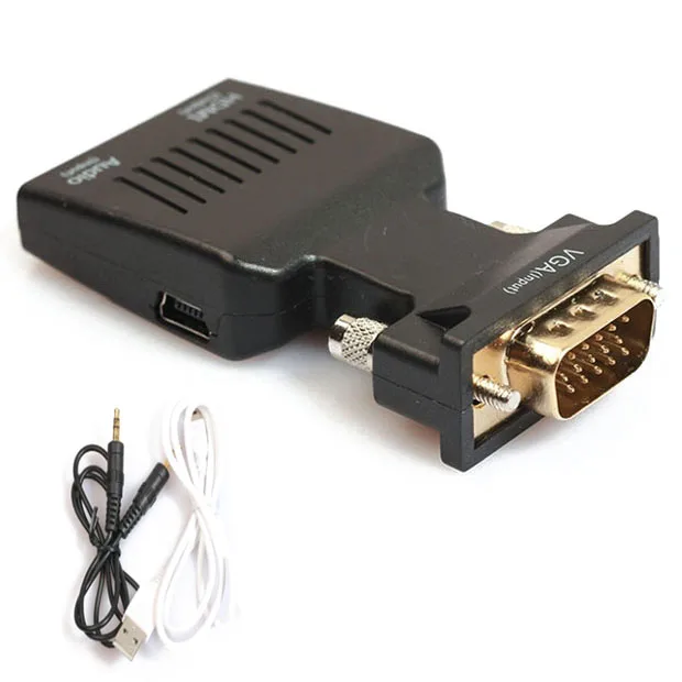 AAAE Топ 1080 P VGA мужчина к HDMI Женский видео адаптер с 3 5 мм аудио/мини USB-черный |