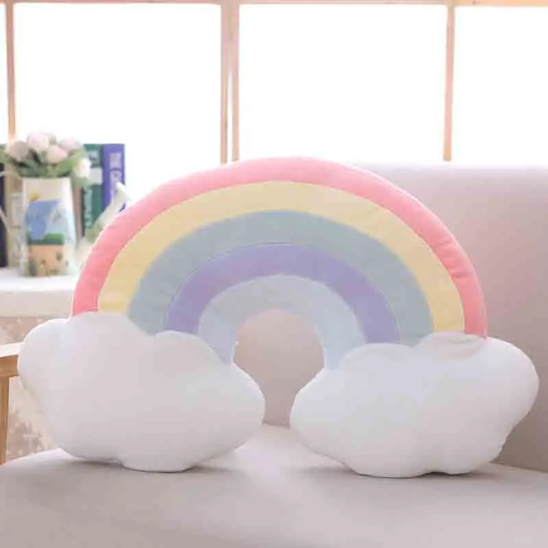 rainbow 50x38cm Lucky Boy Sunday цветная Луна радуга звезда облако раковины плюшевые подушки детские плюшевые игрушки Мягкий Диван Подушка детская подушка для сна подарок - Цвет: rainbow 50x38cm