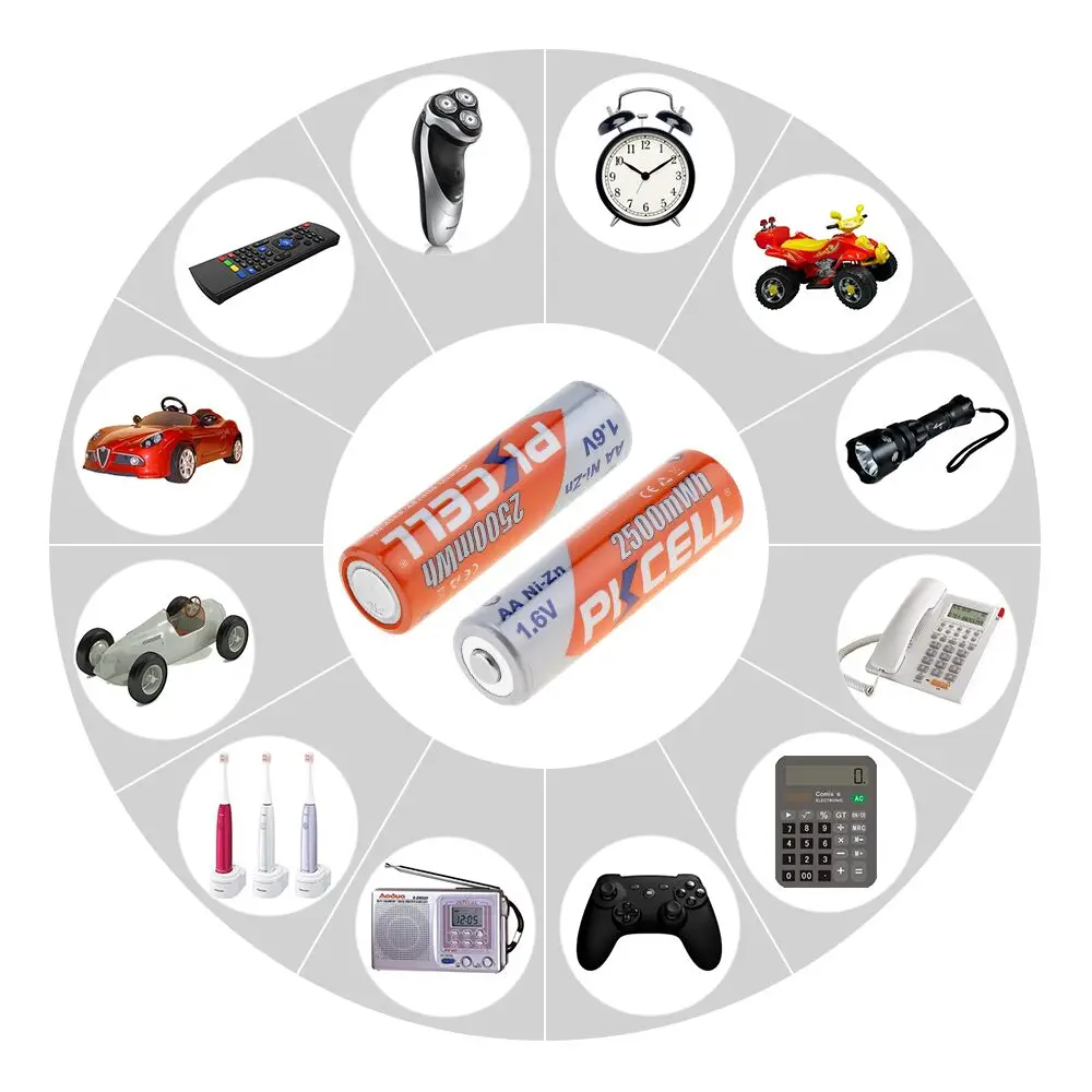 

8Pcs/2card PKCELL Bateria AA Battery Ni-Zn 1.6V Nickel-Zinc 2500mWh AA Rechargeable Batteries 2A Bateria Baterias Battery