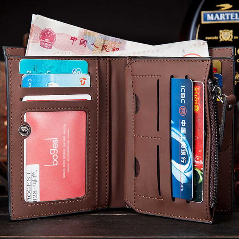 Новые модные короткие дизайнерские мужские кошельки из нубука на молнии кошелек