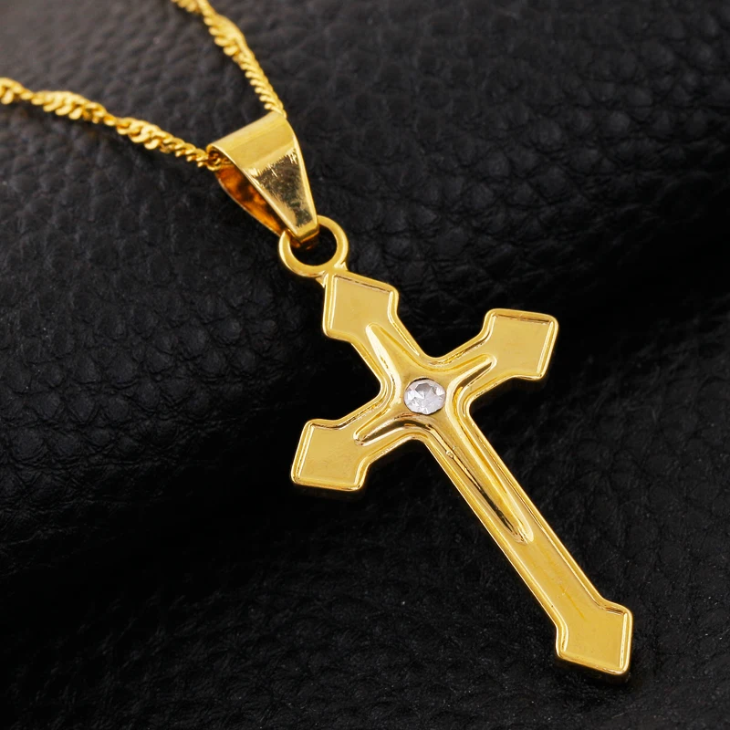 Pure Snow Latin Cross Pendant Trendy Cubic Zirconia Gold Color Wholesale Crystal Pendants For Women/Men Jewelry | Украшения и