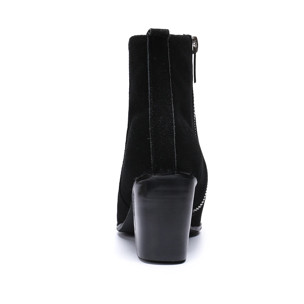 Christia Bella, зимнее пуховое пальто Для мужчин парадная обувь; замшевые кожаные туфли-лодочки на высоком каблуке; Черный острый носок ботильоны большой Размеры деловые, вечерние туфли