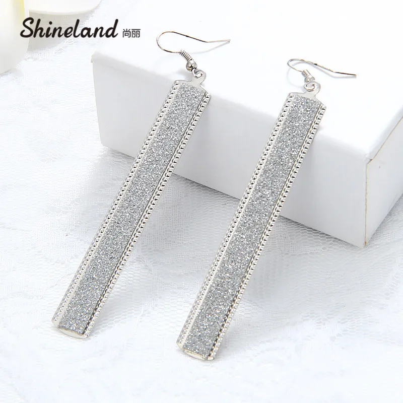 

Shineland Brincos Women's New Year Gift 2018 bijoux trendy Boho Style Drop Earring Long Druzy Ear Jewelry Good Quality