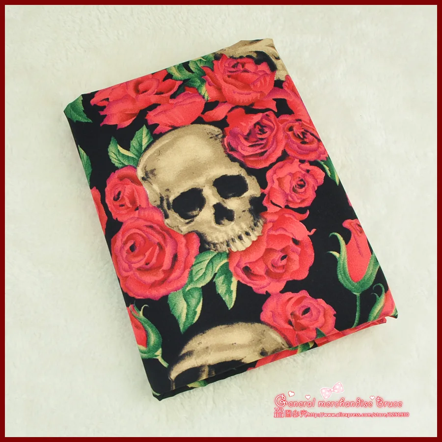 2015 New ! 1 Pieces/lot 50*140cm Assorted 100% Cotton Fabric Black Series Skull Rose Patchwork Quilts Tilda Cloth | Дом и сад