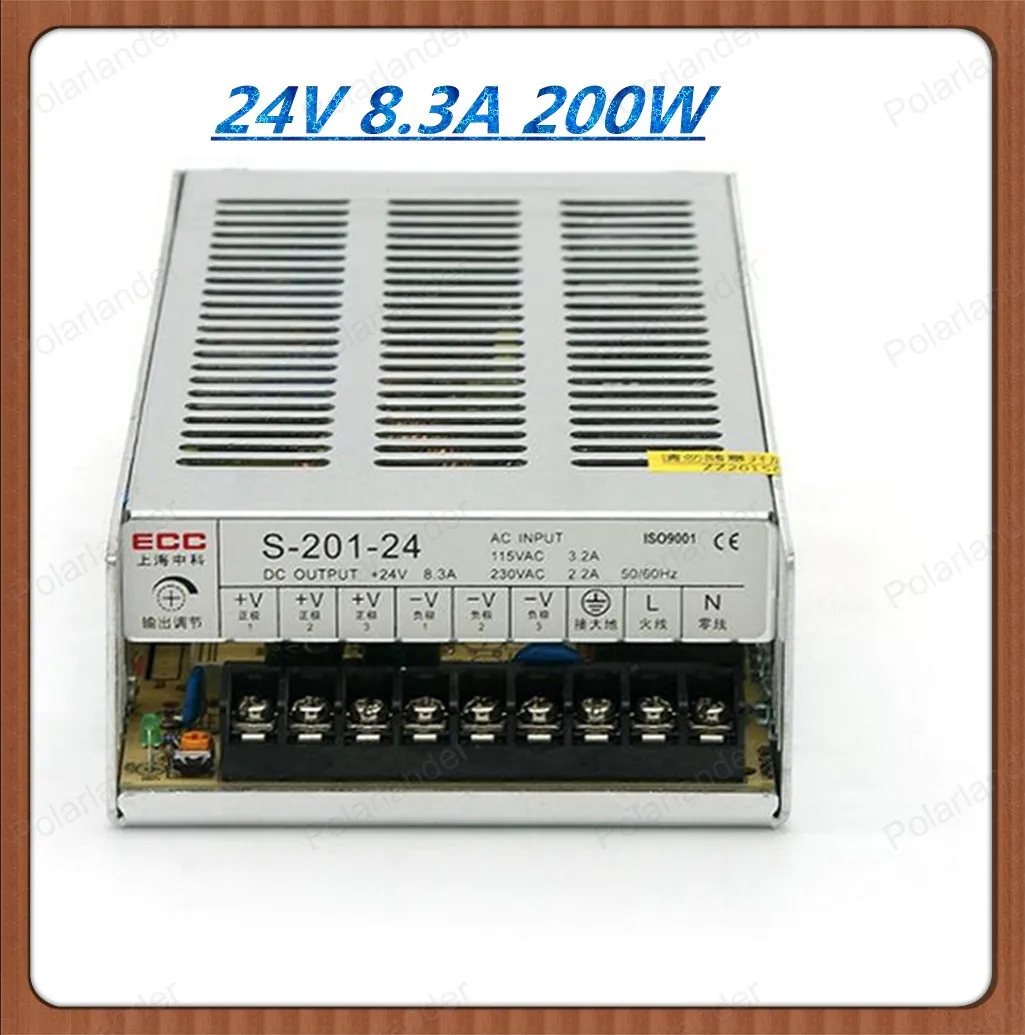 

2016 new free shipping AC to DC 24V 8.5A 200W Single Output Switching power supply for LED Strip light