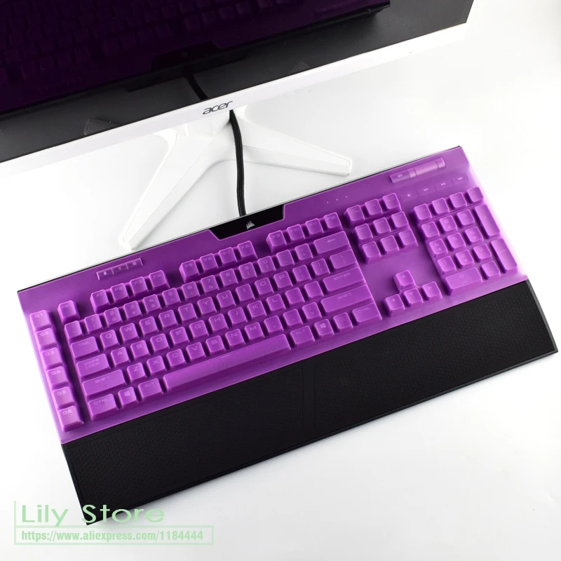 Purple Силиконовый протектор для CORSAIR K95 RGB PLATINUM Проводная игровая механическая клавиатура, Защитная пленка для офисного стола, защита от пыли - Цвет: Purple
