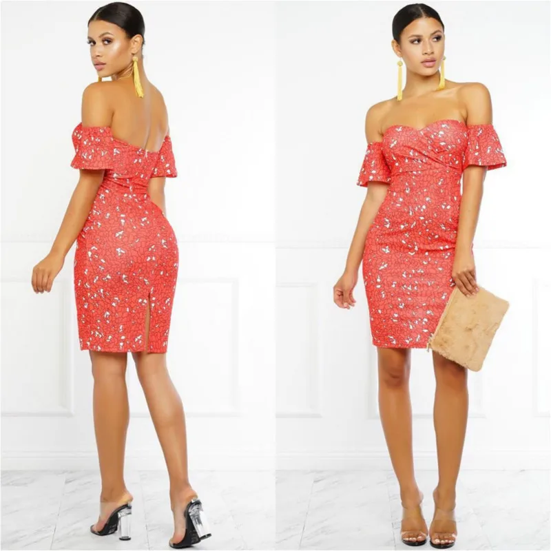 2018 Summer Dresses Boho Off Shoulder Dress Strapless Bandage Backless Robe Femme Red Mini Floral Sexy Party | Женская одежда