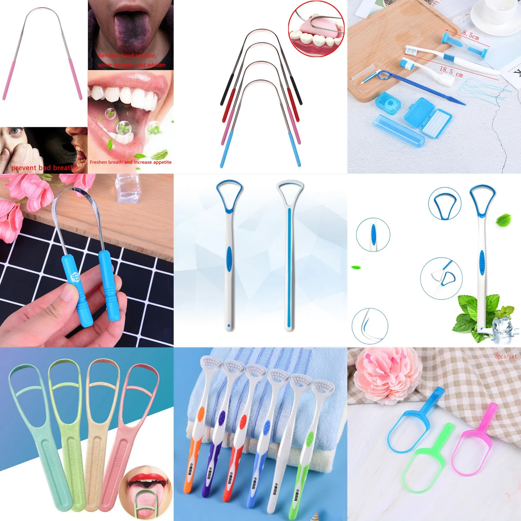 

1/3PCS Tongue Cleaner Bad Breath New Hot Away Hand Scraper Brush Silica Handle Oral Hygiene Dental Care Cleaning