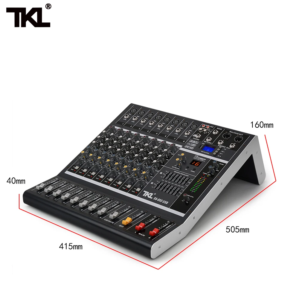 TKL SS800 профессиональный звуковой микшер с USB DJ микшерный пульт MP3 Bluetooth с 16 реверберации эффект 7 эквалайзер S