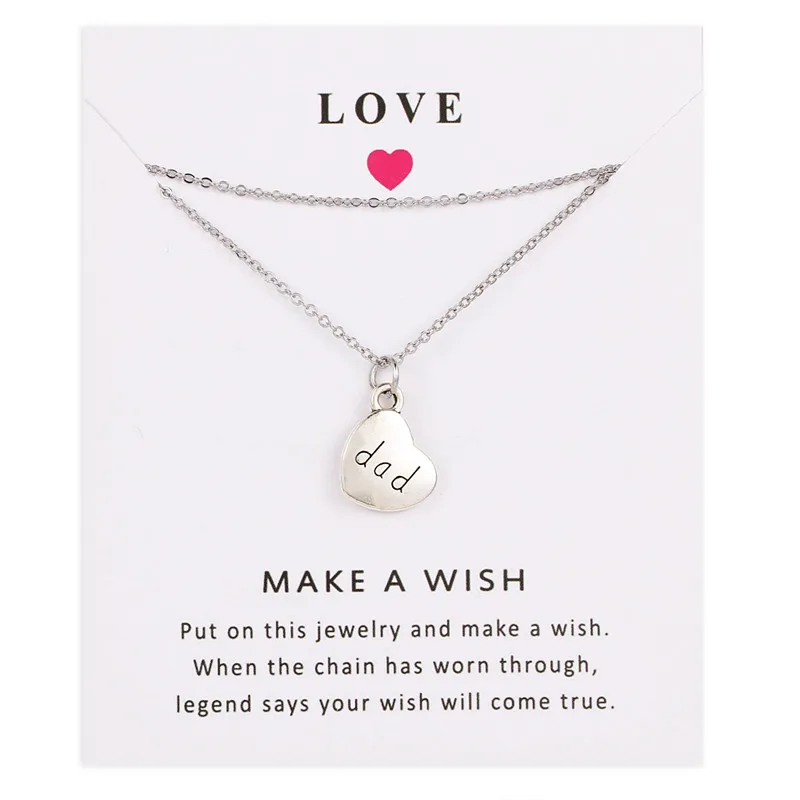 Модное ожерелье с кулоном для членов семьи надписью Wish Card семейного сбора