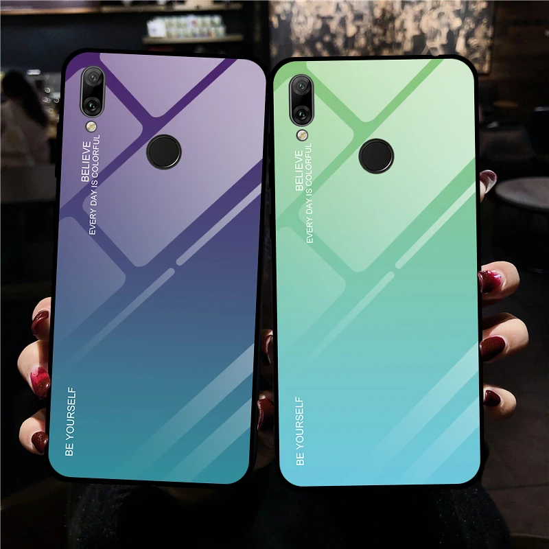 Чехол из закаленного стекла с градиентом для huawei Y7 Prime Y7PRIME DUB-LX1 Y7 Pro DUB-LX2, жесткий чехол для телефона с полным покрытием