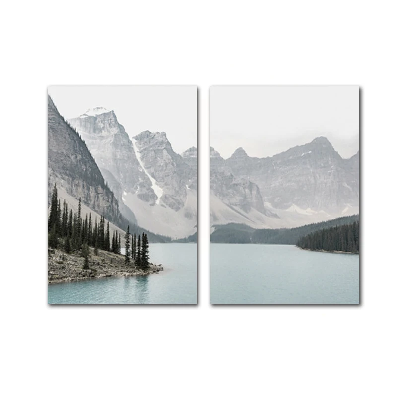 

Nordic Landscape Mountain Lake Wall Art Canvas Painting Living Room Posters And Prints Nature Scenery Wall Pictures Unframed