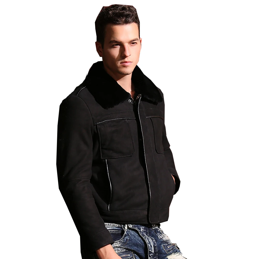 Мужская качественная шуба из натуральной овечьей кожи мужская деловая красная