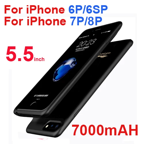 Black 6 6s 7 8 Plus Чехол для аккумулятора 5000 мАч/7000 мАч для iPhone 6 6 s plus, Дополнительный внешний аккумулятор, чехол для зарядного устройства для iPhone 6 6s 7 8 Plus, чехол для зарядного устройства - Цвет: Black 6 6s 7 8 Plus