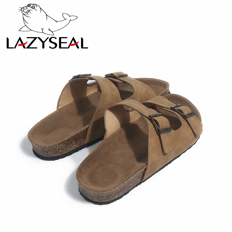 LazySeal/Летняя стильная обувь; женские и мужские сандалии; сандалии на пробковой подошве; Вьетнамки; пляжные шлепанцы на плоской подошве; большой размер 44