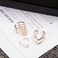 yun ruo 2019 fashion v shape rings set rose gold color woman birthday gift party titanium steel jewelry top quality never fade