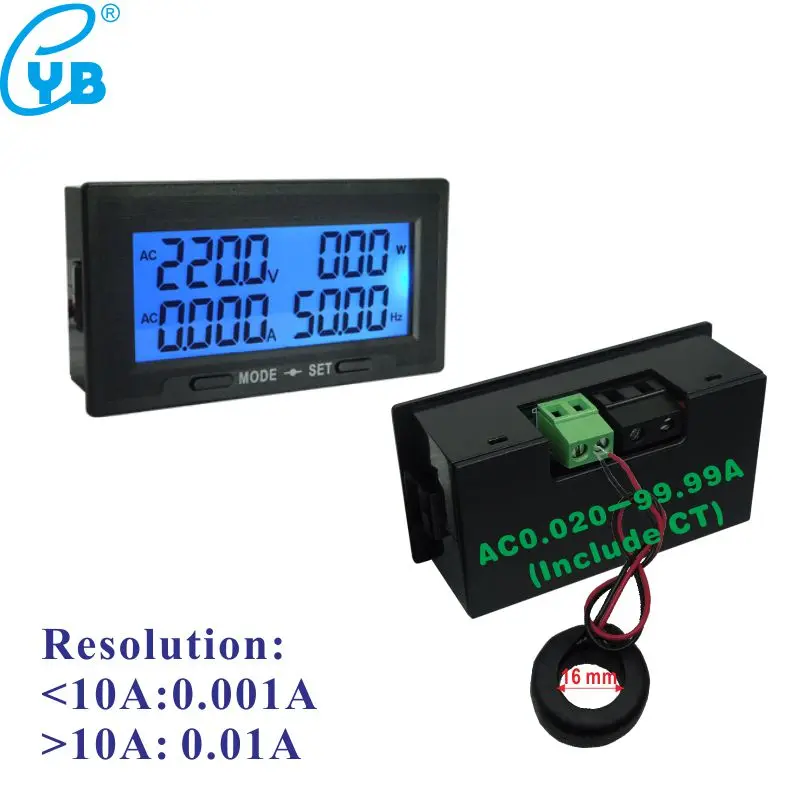 AC100A(Split) YB5142DM переменного тока 0-500 В цифровой вольтметр Амперметр 0-20A 100A 200A 500A 1000A напряжение тока ваттметр энергии частота измеритель мощности - Цвет: AC100A(Split)