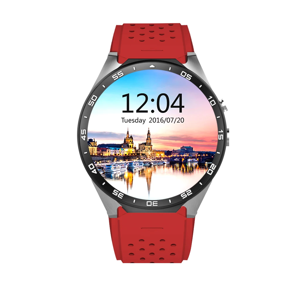 Smartch KW88 Смарт-часы Android 5.1 MTK6580 Процессор 1.39 дюймов 3 г Wi-Fi SmartWatch для Samsung Huawei телефон