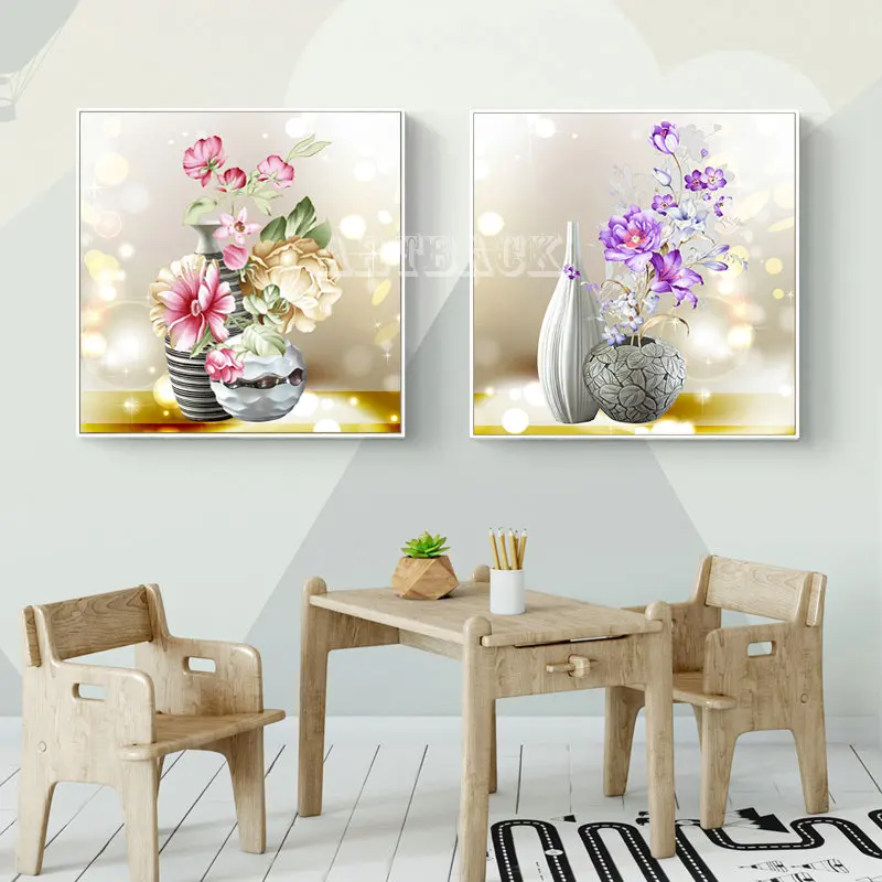 

New Full square drill 5d diy diamond painting peony 2pcs flower arrangement diamond embroidery rhinestone mosaic home decoration