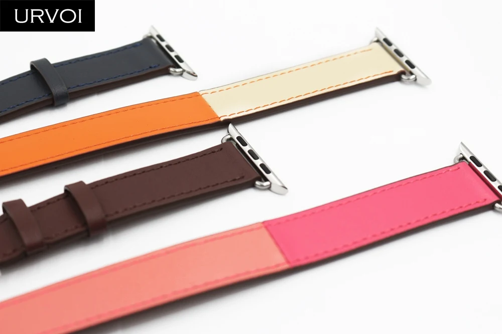 URVOI двойной тур группа для Apple Watch series 5 4 3 2 1 ремешок для iwatch сверхдлинный ремень высокого качества из натуральной кожи петлевой