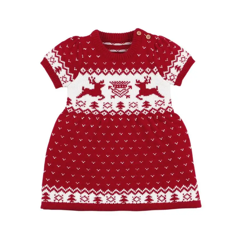 Детское платье 100% хлопок Олень Рождественская трикотажная Детская одежда пижамы