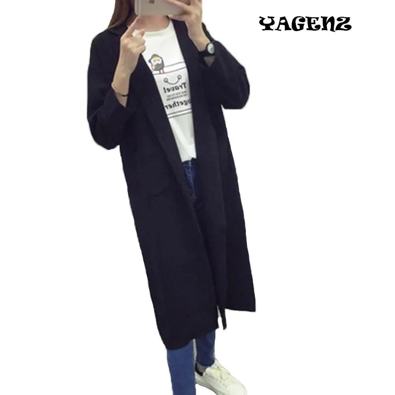 Женский кардиган с карманами однотонный Кардиган длинным рукавом вязаный Осень