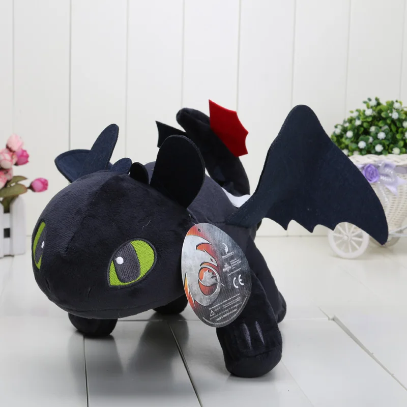 Black 40cm 15-55 см Как приручить ваш Дракон плюшевая игрушка Беззубик, ночная фурия светильник Fury мягкая плюшевая кукла мягкая игрушка животное кукла Детская подарки - Цвет: Black 40cm