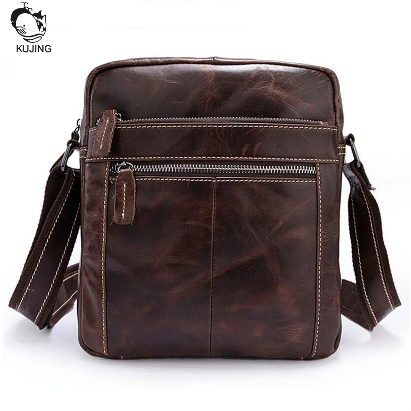 KUJING модная кожаная мужская сумка высокого качества ретро Мужская через плечо