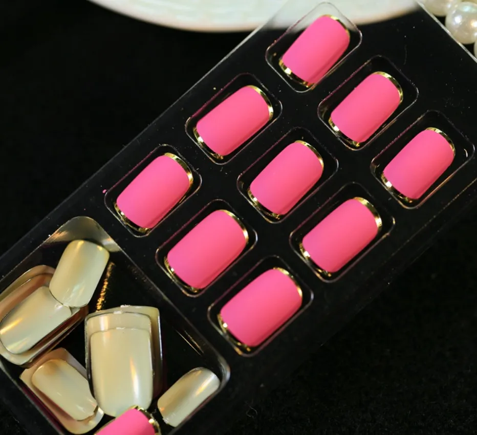 2017 милые накладные ногти на шпильках длинные французские дизайнерские с полным