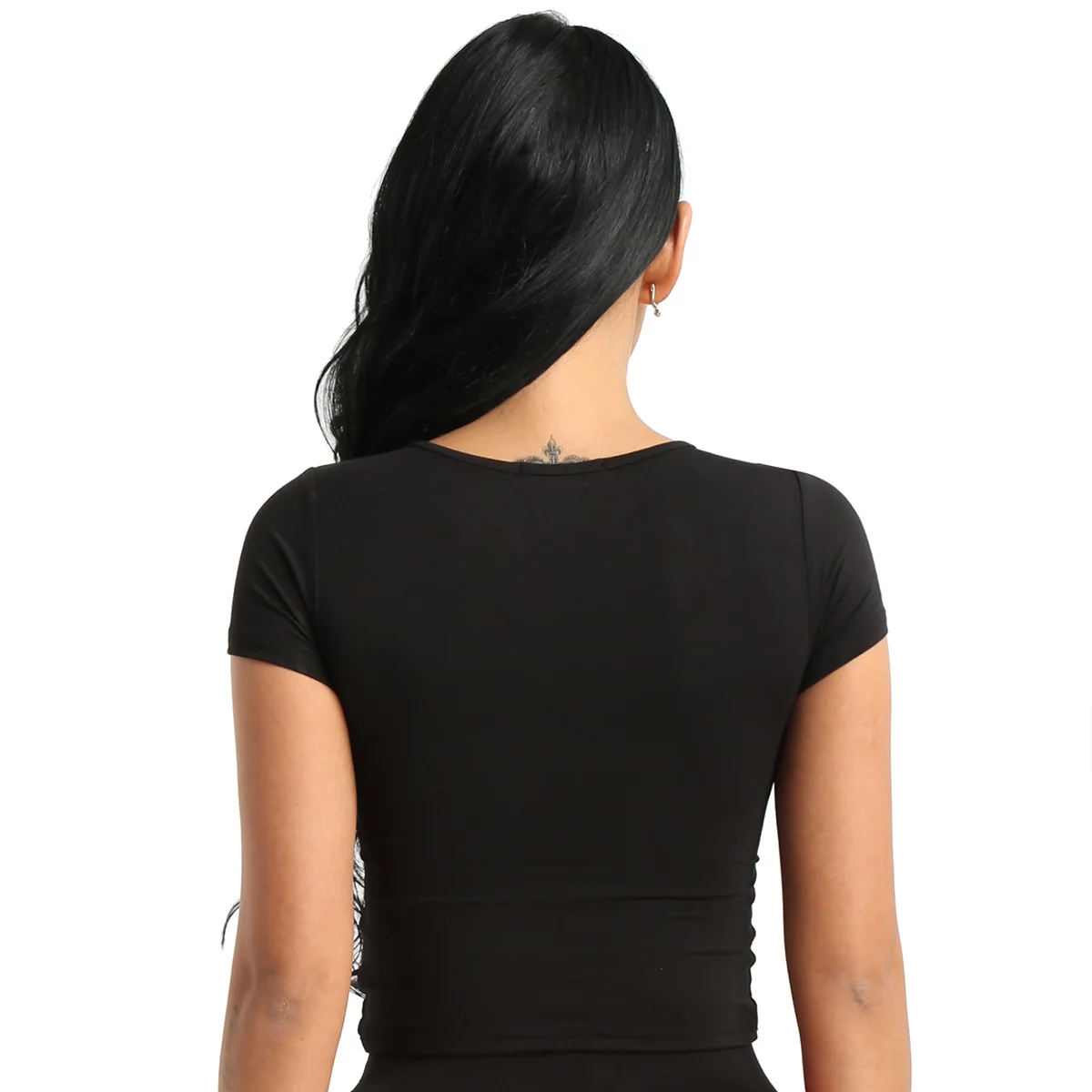 ChicTry Женская одежда с коротким рукавом Front Surplice балетки платок для танца Crop Top Йога Танго, латина танцевальный костюм для взрослых практические занятия танцами одежда