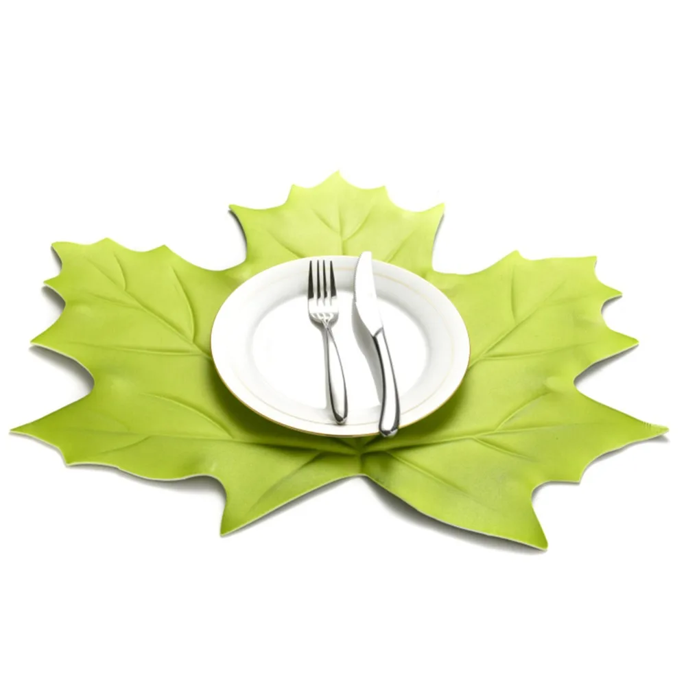 New Brand Fake Palm Leaves Table Placemat Cup Coaster Tea Table Mat Hawaii Wedding Table Decoration Summer Party Insulated Pad