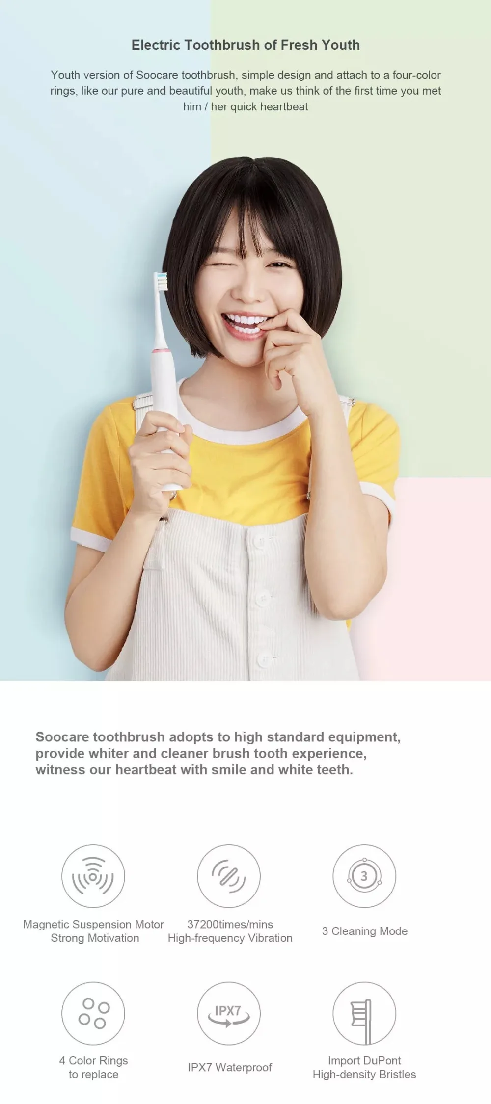 Xiaomi Soocas X1 электрическая зубная щетка для взрослых звуковая ультразвуковая зубная щетка soocare USB подзаряжаемая зубная щетка 3 режима очистки
