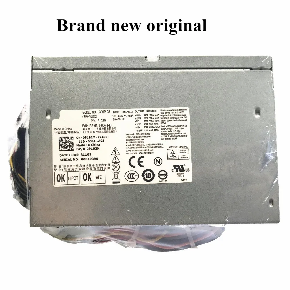 Фирменная Новинка Оригинал для DELL 980MT Мощность сервера Питание 305W J775R M177R L305p 03 F305P