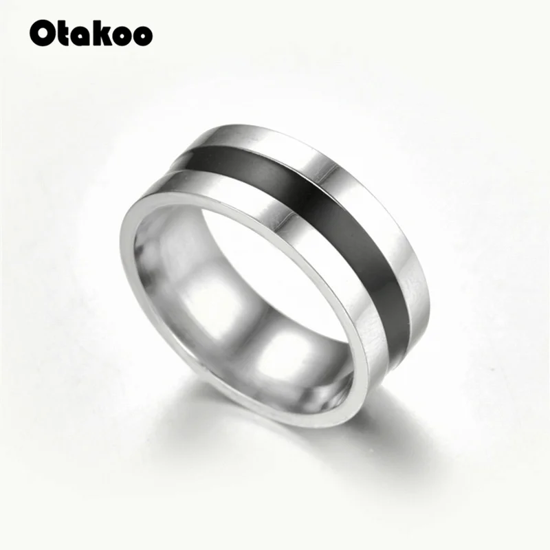 Otakoo модные ювелирные изделия кольцо Простой дизайн обруч титановая нержавеющая