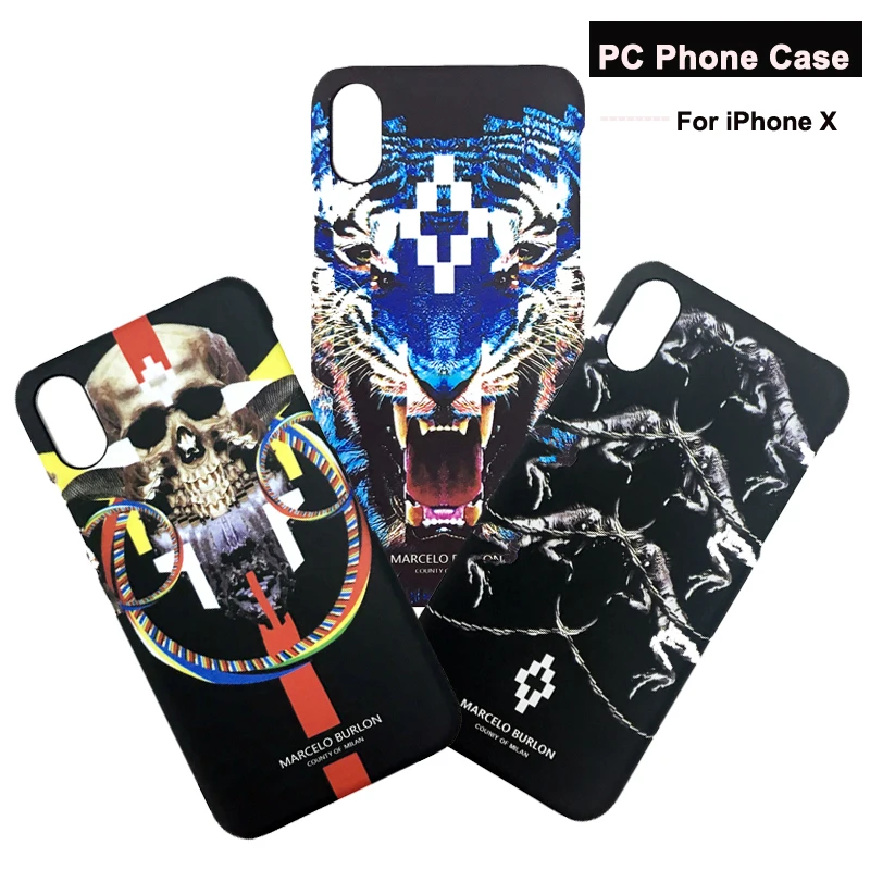 Marcelo Burlon крышка для iPhone X случае диких животных Пластик Футляр Coque Tiger Марсело