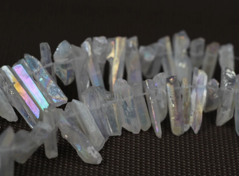 Бусины из мистического титана с кварцевым кристаллом 15 5 дюймов|top drilled beads|titanium