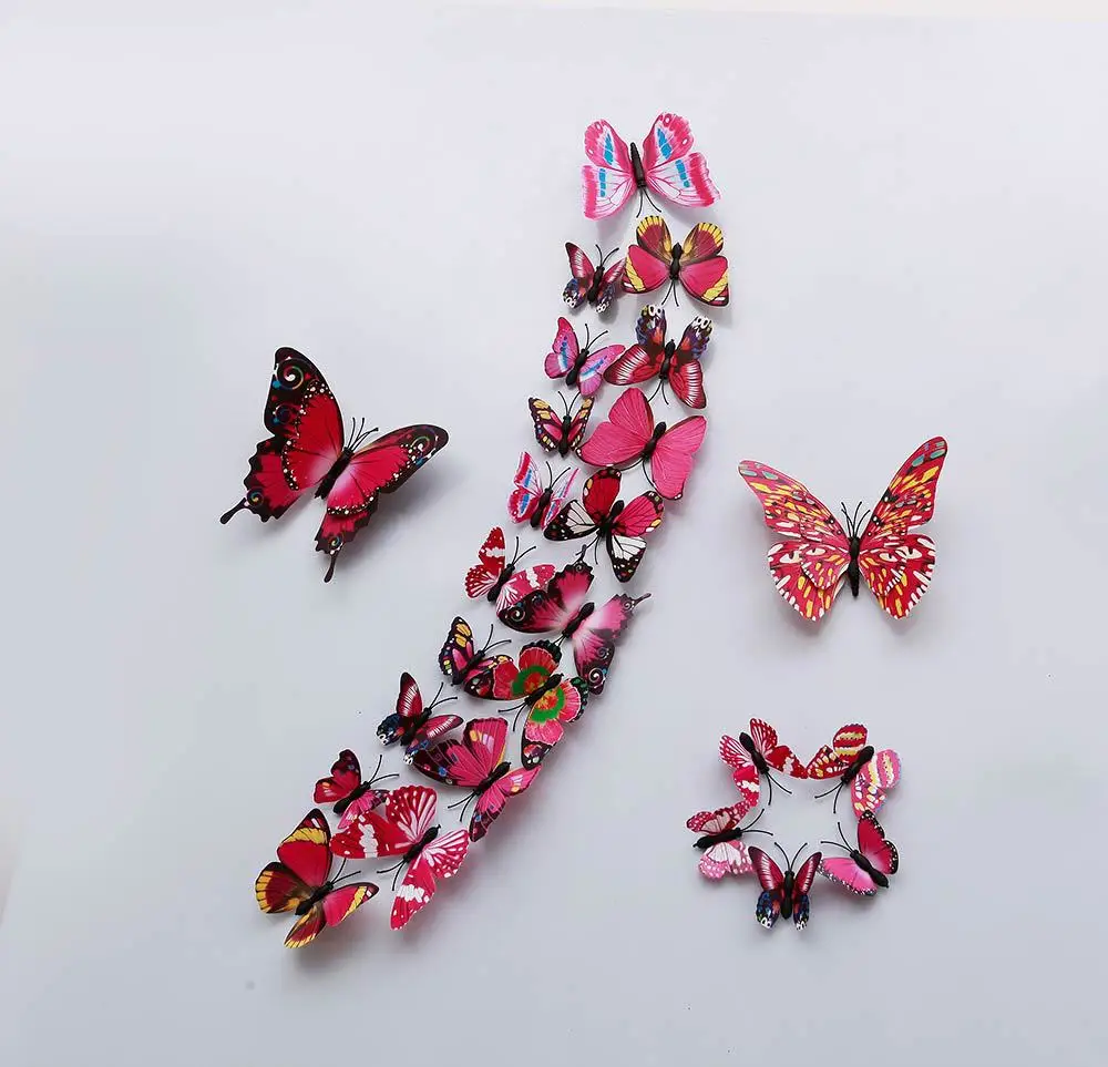 12 шт. наклейки-бабочки на стену