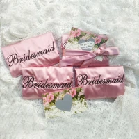 free shipping 4 pcs lot embroidery logo wedding hen bachelorette party gifts silk satin kimono bridal bridesmaid robes