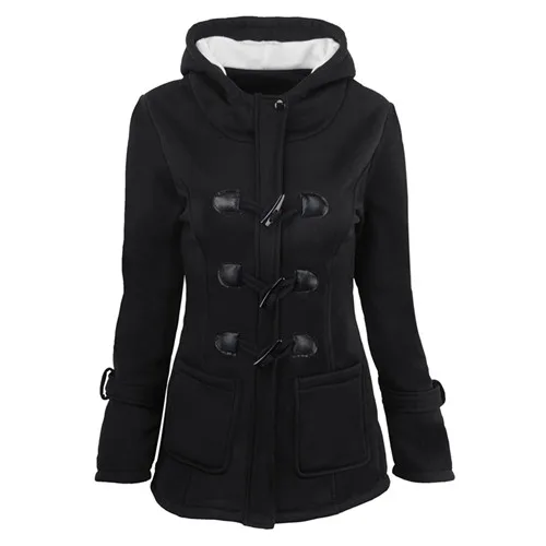 Women Causal Coat 2018 Autumn Witner Women's Overcoat Female Hooded Zipper Horn Button Outwear Jacket Casaco Feminino | Женская