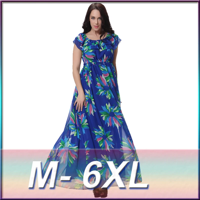 Женское шифоновое платье-макси с цветочным принтом размеры до 6XL | Женская одежда