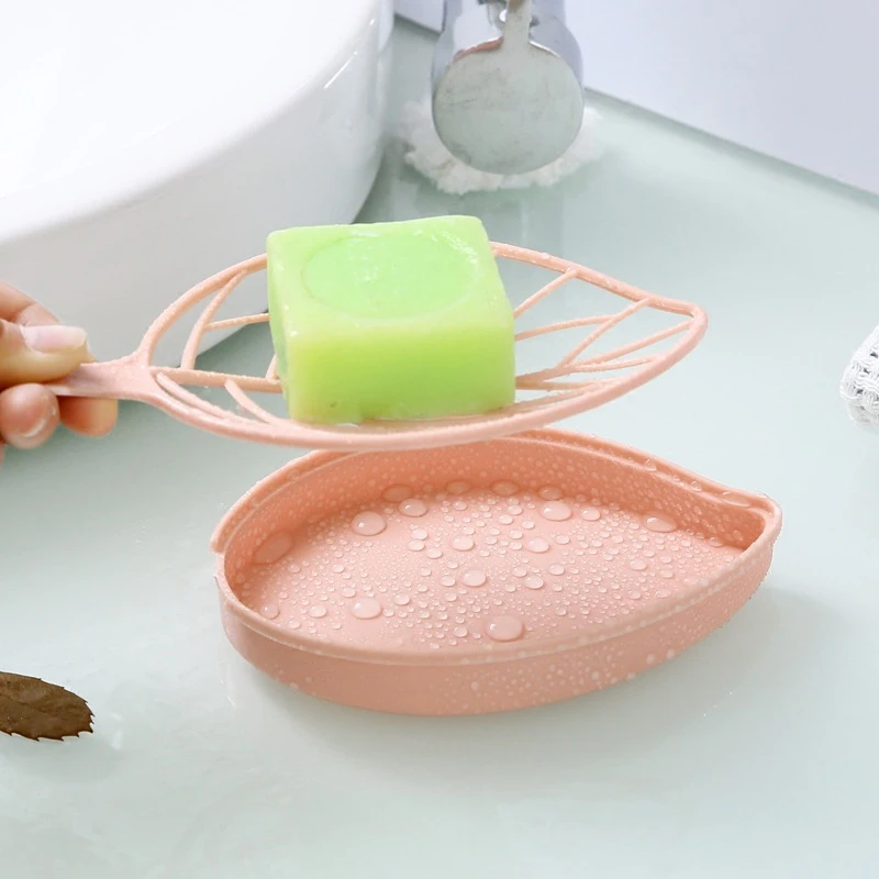 New Style Double Layer Leaf Shape Drain Soap Box Storage Container Portable Modeling Dishes Holder Bathroom | Дом и сад