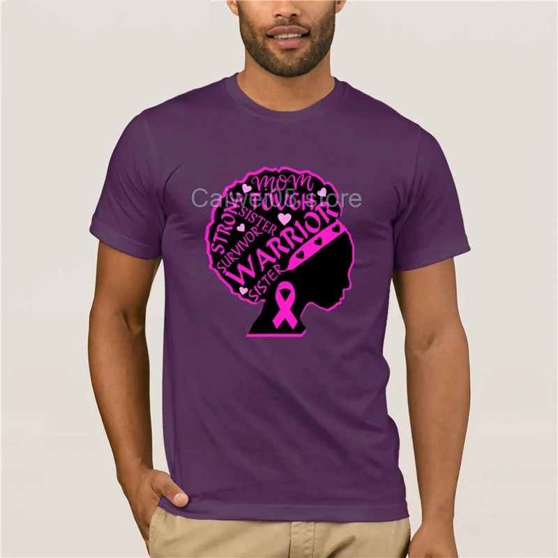 New fashion trend Breast Cancer Warrior T shirt Black Women African American-Colonhue Top Men's T-shirt | Мужская одежда