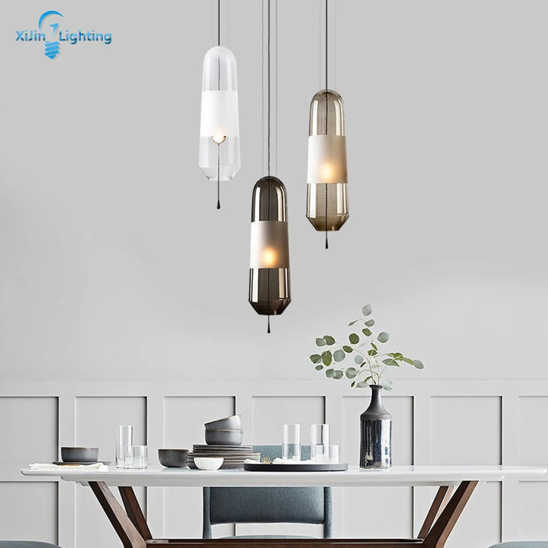 Стеклянный подвесной светильник Лофт подвесные лампы E14 LED светильники для кухни