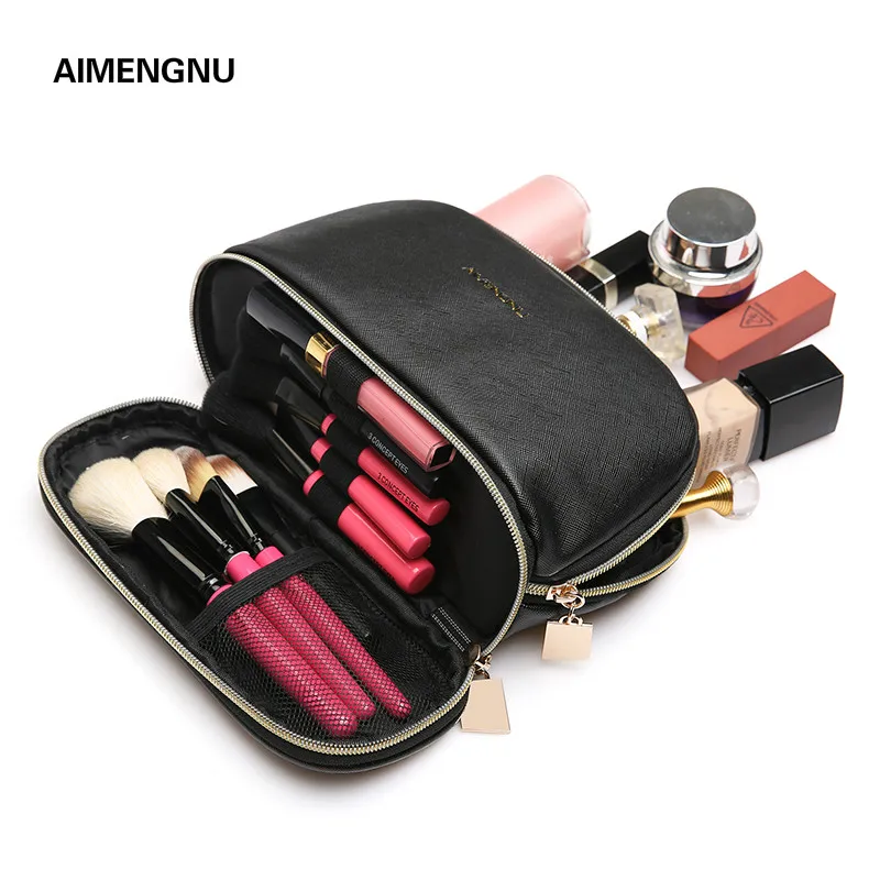 Двухслойная полиуретановая косметичка для макияжа женская маленькая