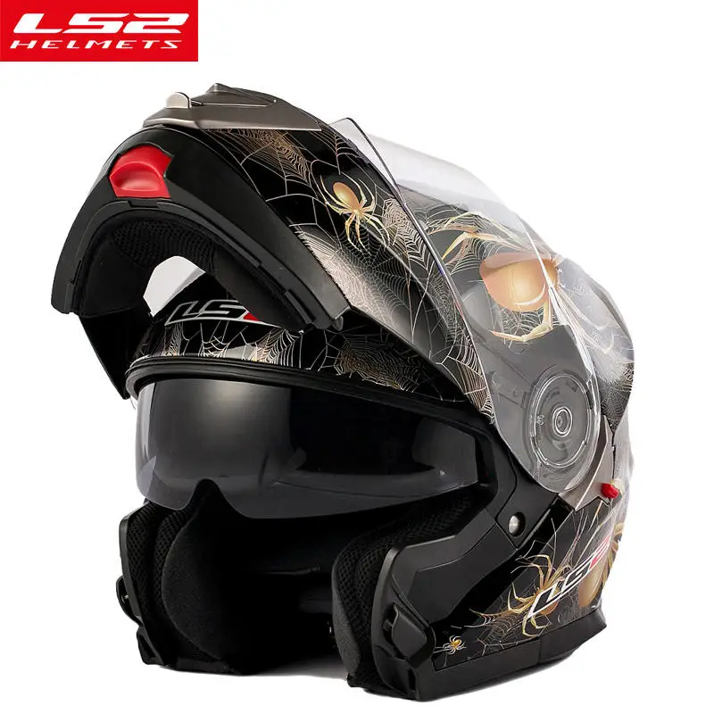 LS2 FF318 КАСКО мото модульный мотоциклетный шлем с двойным козырьком Filp Up capacete ls2 шлем с внутренним солнечным черным щитом
