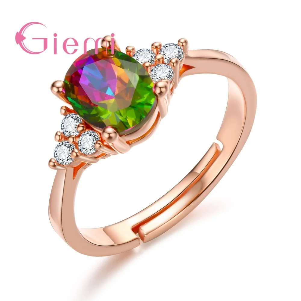 

New Summer Elegent Fashion High Quality Rose Gold Multiple Colors Austrian Crystal Open Ring For Women Best Birthday Gift