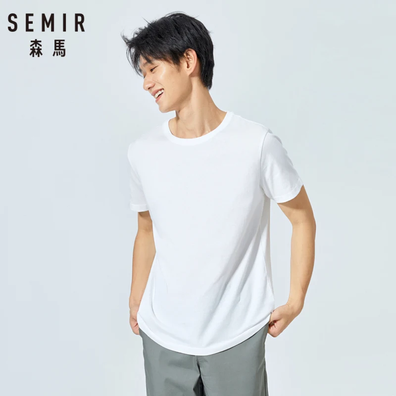 SEMIR, летняя мужская футболка с коротким рукавом,, простая, круглый вырез, стрейч, одноцветная, новая верхняя одежда, трендовая футболка, Мужская Уличная одежда, XS-2XL