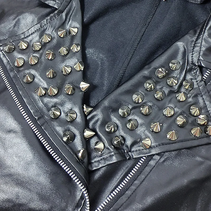 

New Women Rivet Jacket DS Performance Bar Nightclub Jazz Dance Sexy Black one-piece Dance Stage Costume for Singers