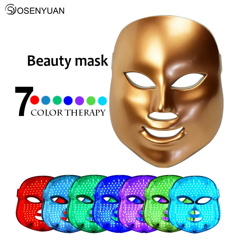 Новейшая 7 цветная светодиодная маска для лица терапия против морщин машина
